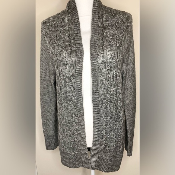 DKNY Women Gray Open Front Knit Cardigan Sweater Small - Picture 1 of 7